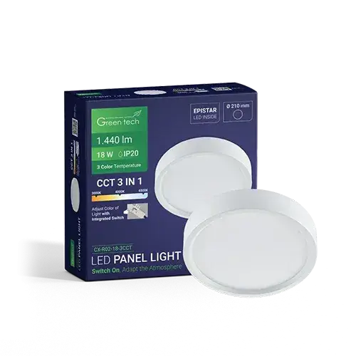 Green Tech LED nadgradni panel CX-R02-18-3CCT 18W 1440 lm Ø210 mm 3CCT