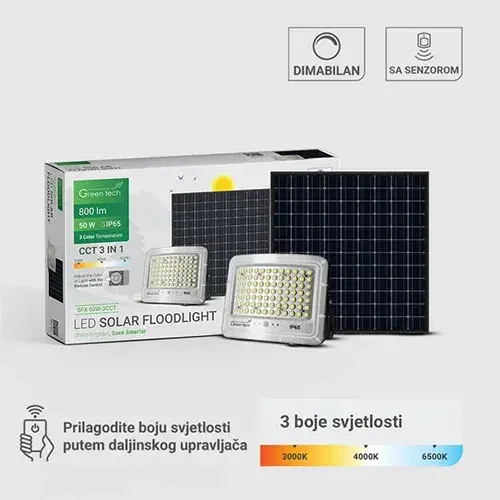 Green Tech LED solarni reflektor SFX-50W-3CCT 50W 800 lm 3CCT IP65